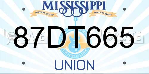 87DT665 Mississippi License Plate