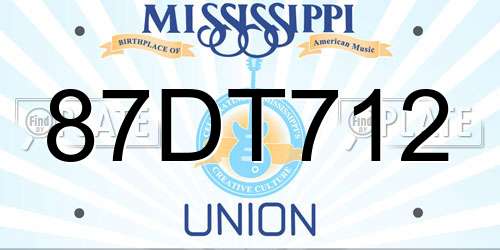 87DT712 Mississippi License Plate