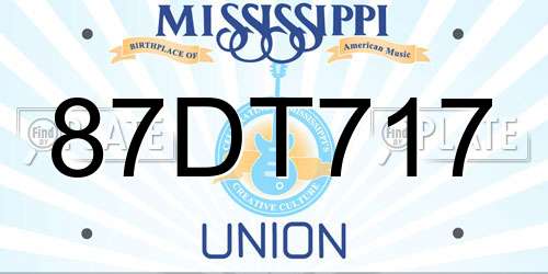 87DT717 Mississippi License Plate