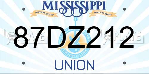 87DZ212 Mississippi License Plate