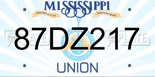 87DZ217 Mississippi License Plate