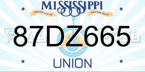 87DZ665 Mississippi License Plate
