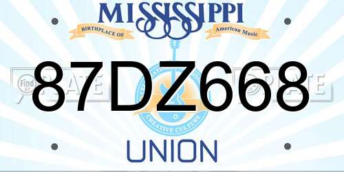 87DZ668 Mississippi License Plate