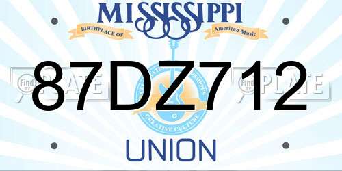 87DZ712 Mississippi License Plate