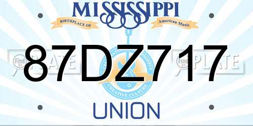 87DZ717 Mississippi License Plate
