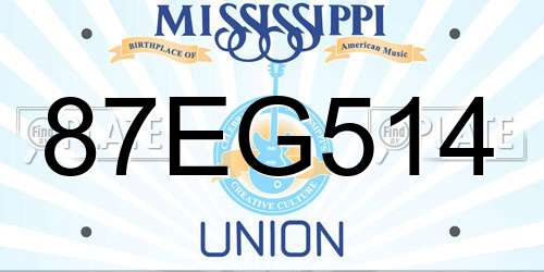 87EG514 Mississippi License Plate