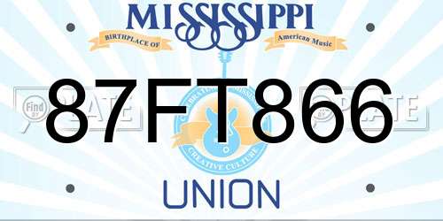 87FT866 Mississippi License Plate
