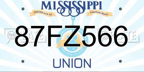 87FZ566 Mississippi License Plate
