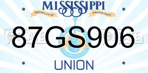 87GS906 Mississippi License Plate