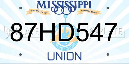 87HD547 Mississippi License Plate
