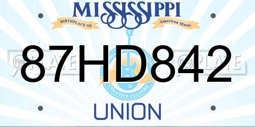87HD842 Mississippi License Plate