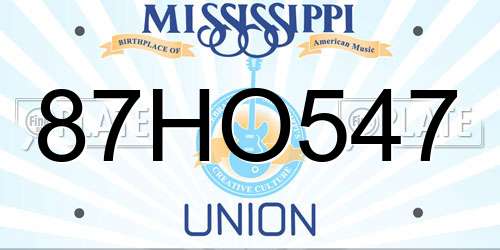 87HO547 Mississippi License Plate