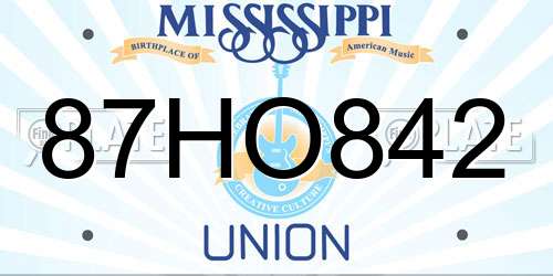 87HO842 Mississippi License Plate
