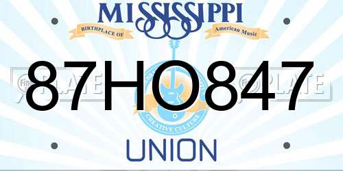 87HO847 Mississippi License Plate