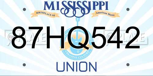 87HQ542 Mississippi License Plate