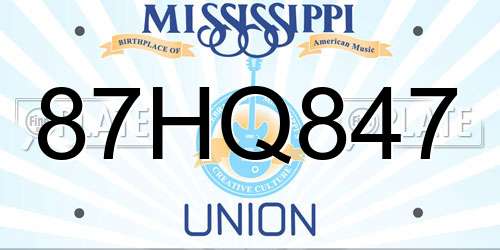 87HQ847 Mississippi License Plate