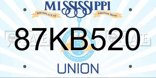 87KB520 Mississippi License Plate