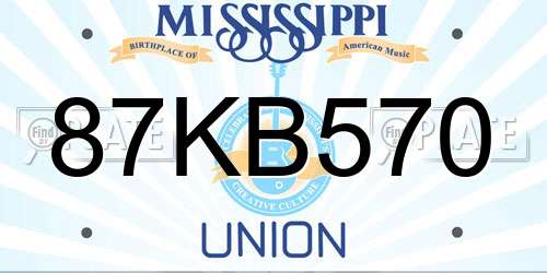 87KB570 Mississippi License Plate