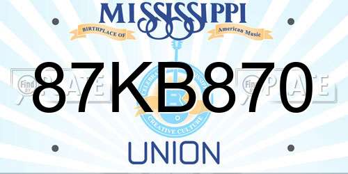 87KB870 Mississippi License Plate