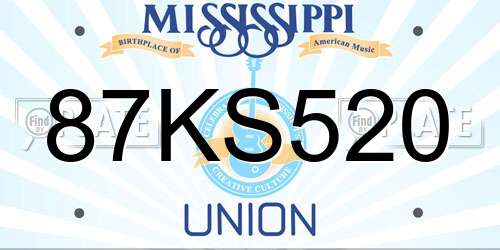 87KS520 Mississippi License Plate