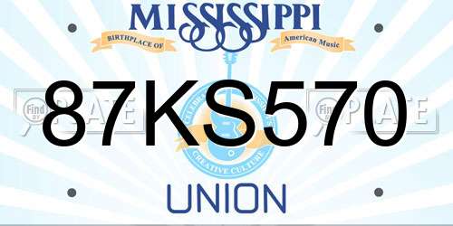 87KS570 Mississippi License Plate