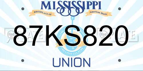 87KS820 Mississippi License Plate