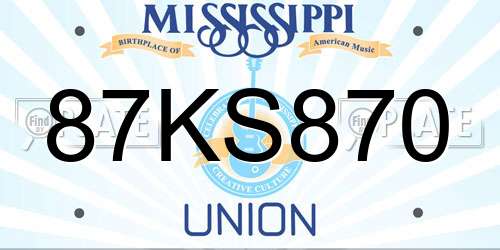 87KS870 Mississippi License Plate