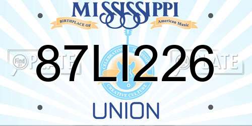 87LI226 Mississippi License Plate