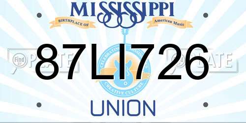 87LI726 Mississippi License Plate