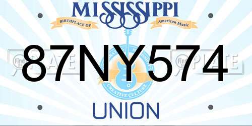87NY574 Mississippi License Plate
