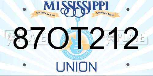 87OT212 Mississippi License Plate