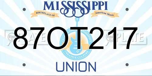 87OT217 Mississippi License Plate