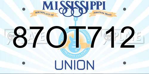 87OT712 Mississippi License Plate