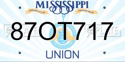 87OT717 Mississippi License Plate
