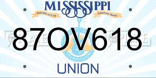 87OV618 Mississippi License Plate