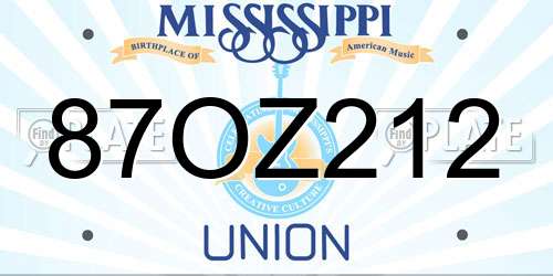 87OZ212 Mississippi License Plate