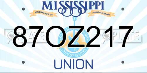 87OZ217 Mississippi License Plate