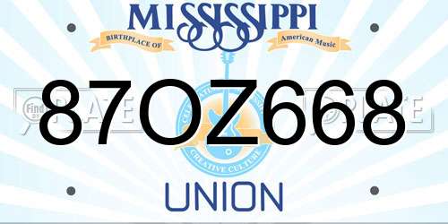87OZ668 Mississippi License Plate
