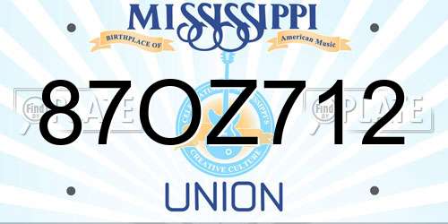 87OZ712 Mississippi License Plate