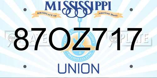 87OZ717 Mississippi License Plate