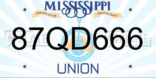 87QD666 Mississippi License Plate