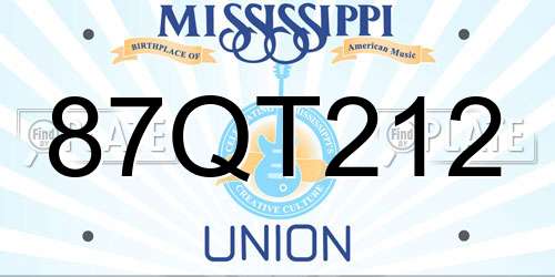 87QT212 Mississippi License Plate