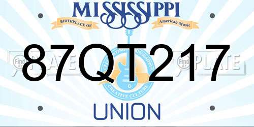87QT217 Mississippi License Plate