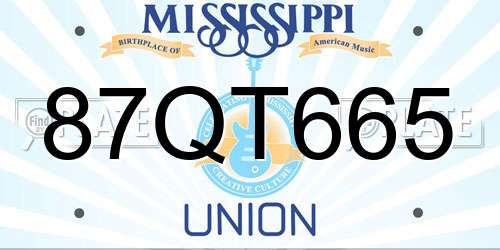 87QT665 Mississippi License Plate