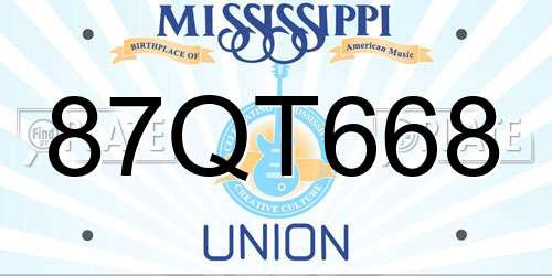87QT668 Mississippi License Plate