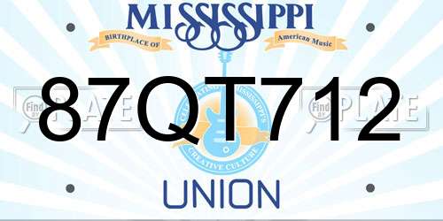 87QT712 Mississippi License Plate