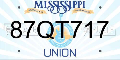 87QT717 Mississippi License Plate