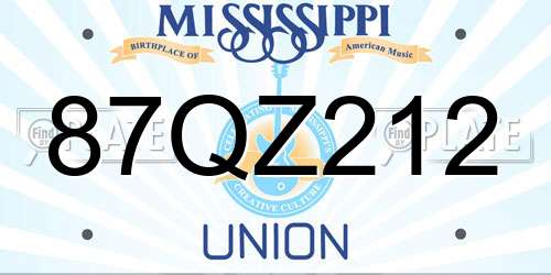 87QZ212 Mississippi License Plate