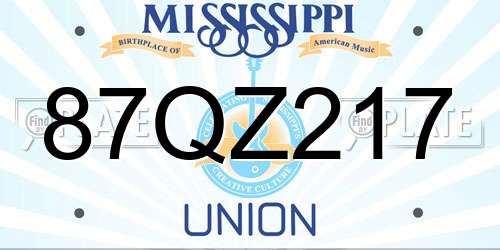 87QZ217 Mississippi License Plate