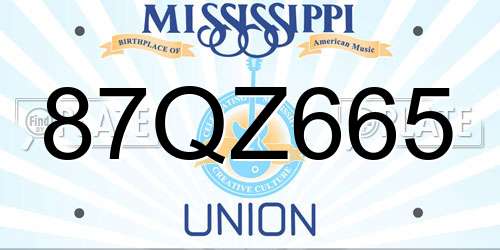 87QZ665 Mississippi License Plate